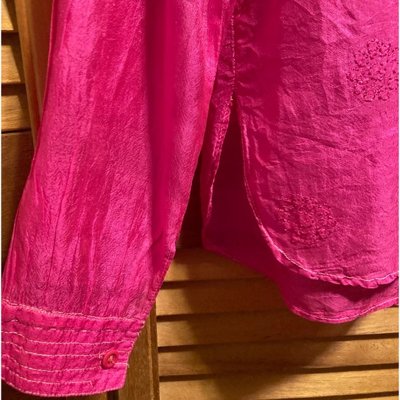 Raiment Fashions Hot Pink Silk Blade Collar Top - Picture 9 of 14